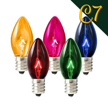 Holiday Bright Lights, C7 5 Watt Incandescent Transparent Bulbs Multi, 25 Lights