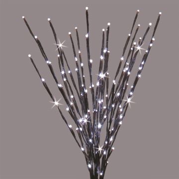 Holiday Bright Lights LED 5MM Light Burst Pure White Twinkle 140 Lights on Brown Branch 3FT