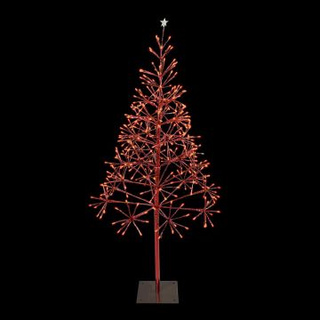 Holiday Bright Lights LED Shimmering Tree Red Twinkle 380 Lights Red Branches 4.5FT