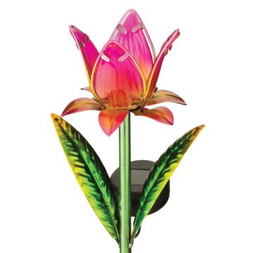 Regal Gift & Art Solar Mini Stake Tulip 'Pink' 15"