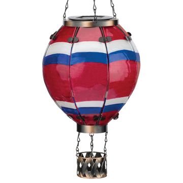 Regal Art & Gift Solar Hot Air Balloon Glass Lantern 'Patriotic Stripes' 19"