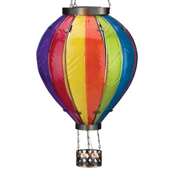 Regal Art & Gift Solar Hot Air Balloon Glass Lantern 'Vertical Rainbow Stripes' 27"