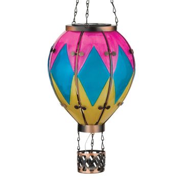 Regal Art & Gift Solar Hot Air Balloon Glass Lantern 'Diamond' 23"