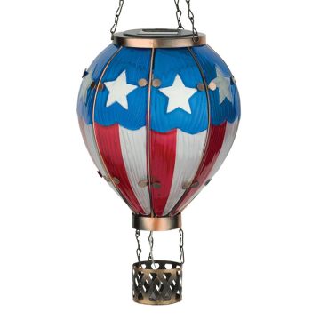 Regal Art & Gift Solar Hot Air Balloon Glass Lantern 'Americana' 23"