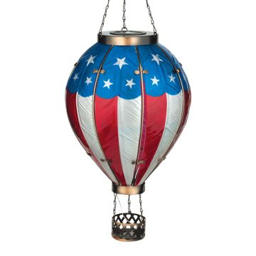 Regal Art & Gift Solar Hot Air Balloon Glass Lantern 'Americana' 27"