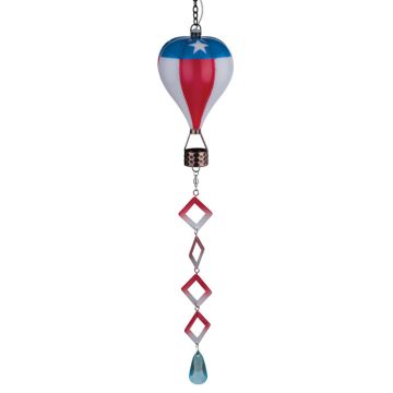 Regal Gift & Art Solar Hot Air Balloon Acrylic Lantern Spinner 'Americana' 22"