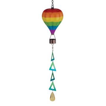 Regal Gift & Art Solar Hot Air Balloon Acrylic Lantern Spinner 'Rainbow' 22"