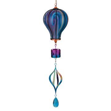 Regal Art & Gift Solar Hot Air Balloon Glass Lantern with Spinner 'Purple' 33"