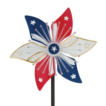 Regal Art & Gift Mini Solar Wind Spinner Americana 'Flower' 28" tall