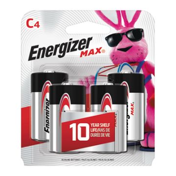 ENERGIZER MAX, C Cell Alkaline Batteries, 4 Pack   