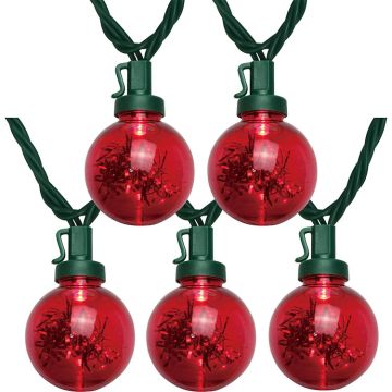 LAMPHOME 32ft 50 LED G40 Lights, Reel with 8-Functions, Red