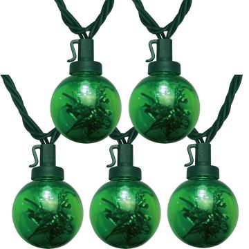 LAMPHOME 32ft 50 LED G40 Lights, Reel with 8-Functions, Green