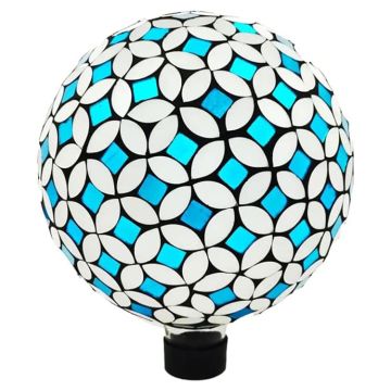 Very Cool Stuff! Glass Gazing Globe 10in - Turquoise/White