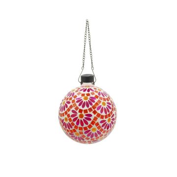 VERY COOL STUFF 10″ Pink Daisy Glass Globe with Hanging Chain