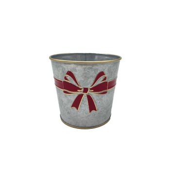 Holiday Red Bow Decorative Pot, 4" Wide