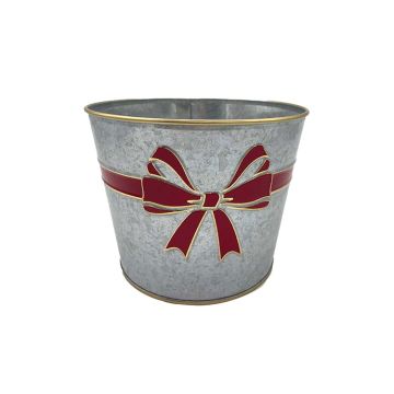 Holiday Red Bow Decorative Pot, 6" Wide