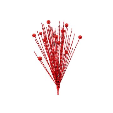 Curly Tinsel & Bead Red Pic