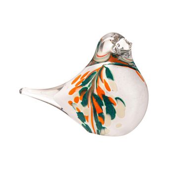 Evergreen Decorative Bird Glass Table Décor Orange & Green