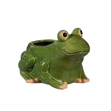 Evergreen Pollinator Garden Planter, Ceramic Frog