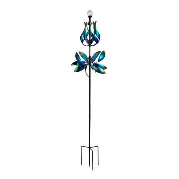 Evergreen Blue Coastal Wind Spinner, Solar Blue & Teal Floral Gradient, 82" H