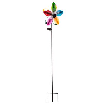 Evergreen Solar Metal Wind Spinner, Fiber Optic Multi-Color
