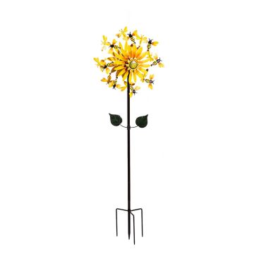 Evergreen Metal Wind Spinner, Sunflower & Bees, 75" H