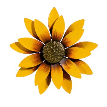 Evergreen Petal & Plow Wind Spinner, Metal Yellow Sunflower Wall Spinner, 13"