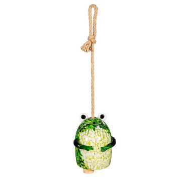 Evergreen Art Glass Frog Pollinator Garden Bell