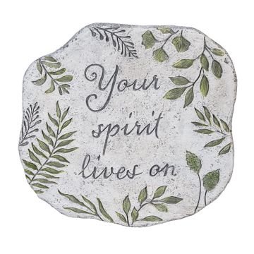 Evergreen Your Spirit Lives On Cement Fern Memorial Garden Stone