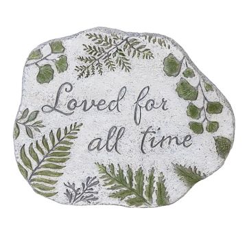 Evergreen Loved for All Time Cement Fern Garden Memorial Stone