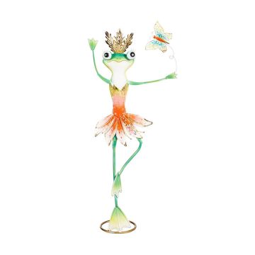 Evergreen Pollinator-Garden Metal Ballerina Frog Statue