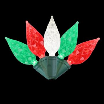 Holiday Bright Lights LED C6 Diamond Cut Traditional 50 Lights Green Cord 25FT