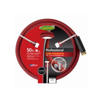 Green Thumb Professional Hot Water Rubber Hose, Red, 5/8 In.