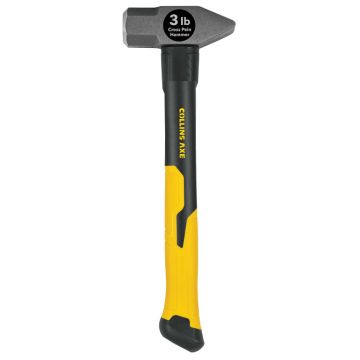 Truper 3lb Cross-Pein Hammer, Ergo Fiberglass Handle, 14"