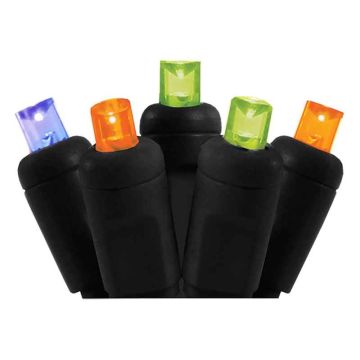 S4 Lights, LED 5mm Halloween with Black Cord, 50 Lights