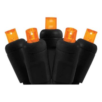 S4 Lights, LED 5mm Orange Frost with Black Cord, 50 Lights