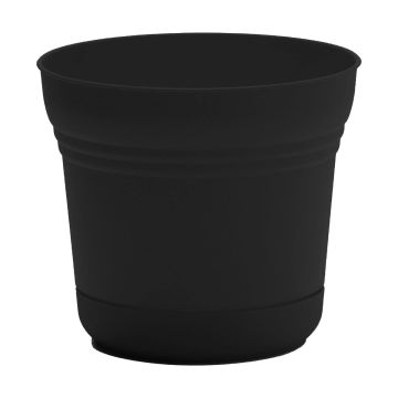 Bloem, Saturn Round Planter with Saucer Tray, Black