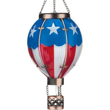Regal Art & Gift Solar Hot Air Balloon Glass Lantern 'Americana' 15"