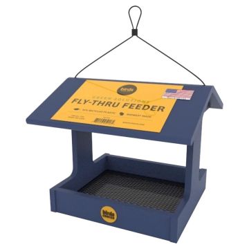 Birds Choice Cardinal Plastic Fly-Thru Hanging Tray Bird Feeder Blue