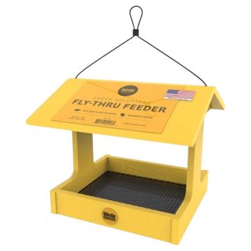 Birds Choice Cardinal Plastic Fly-Thru Hanging Tray Bird Feeder Yellow