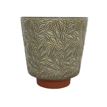 BORDER CONCEPTS Clarissa Leaf Pot with Terra Cotta Base 'Buttercream'