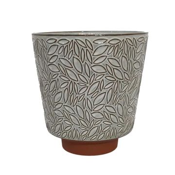 BORDER CONCEPTS Clarissa Leaf Pot with Terra Cotta Base 'Glazed Chiffon'