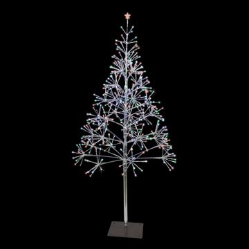 Holiday Bright Lights LED Shimmering Tree Multi-Colored Twinkle 380 Lights Silver Branches 4.5FT