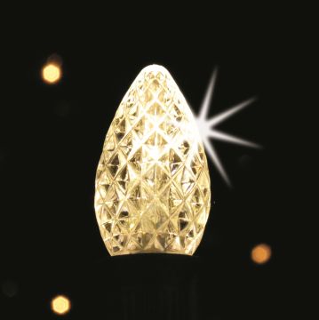 Holiday Bright Lights, C7 LED Faceted Bulbs Warm White Twinkle, 25 pack