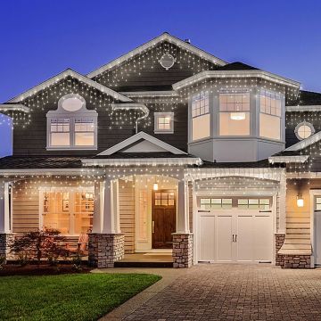 Holiday Bright Lights LED 3MM Icicle Lights Warm White 200 Lights White Cord 9FT