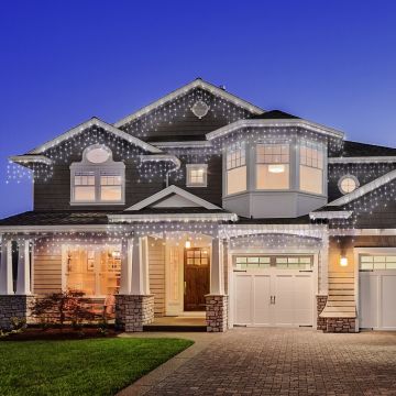 Holiday Bright Lights 3MM Icicle Lights Pure White 200 Lights White Cord 9FT