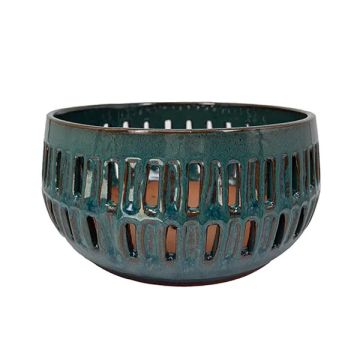BORDER CONCEPTS Orchid Pot 'Slotted Bowl' Deep Turquoise