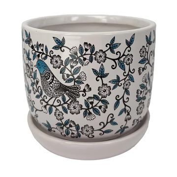BORDER CONCEPTS Bird Planter with Attached Saucer 'Bluebird'