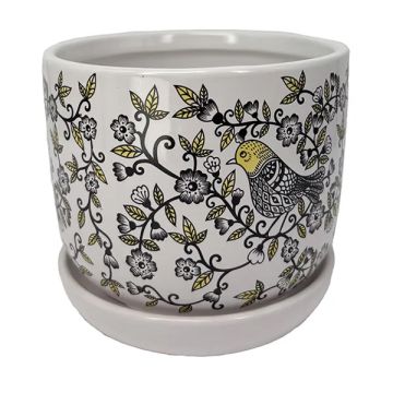 BORDER CONCEPTS Bird Planter with Attached Saucer 'Goldfinch'