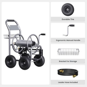 Giraffe Tools Heavy-Duty Industrial Hose Reel Cart with Wheels 250FT